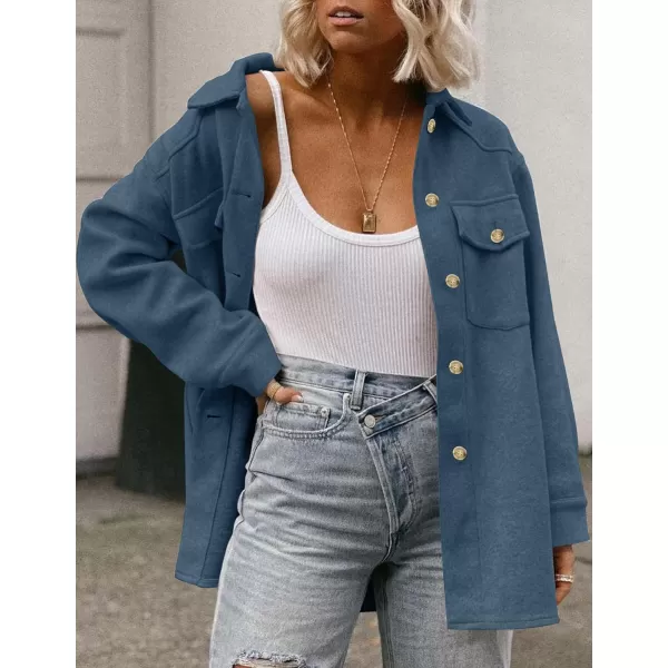 imageZESICA Womens Casual Trench Coat Long Sleeve Lapel Button Down Belted Jacket Outerwear Peacoat with PocketsBlue