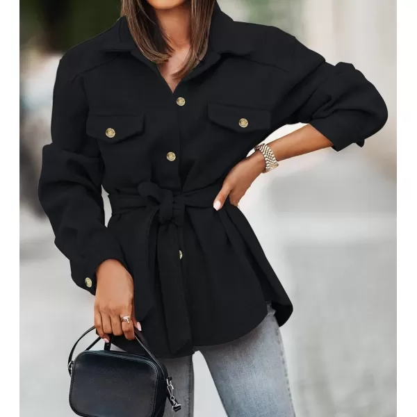 imageZESICA Womens Casual Trench Coat Long Sleeve Lapel Button Down Belted Jacket Outerwear Peacoat with PocketsCharcoal