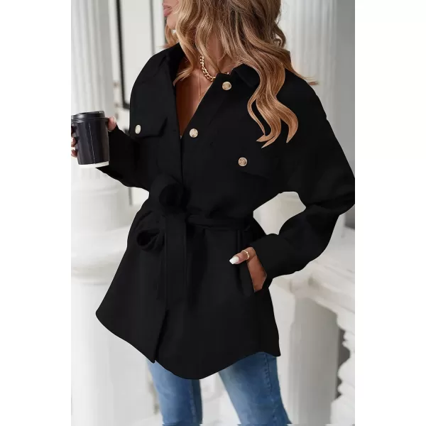 imageZESICA Womens Casual Trench Coat Long Sleeve Lapel Button Down Belted Jacket Outerwear Peacoat with PocketsCharcoal