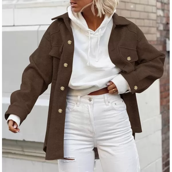 imageZESICA Womens Casual Trench Coat Long Sleeve Lapel Button Down Belted Jacket Outerwear Peacoat with PocketsCoffee