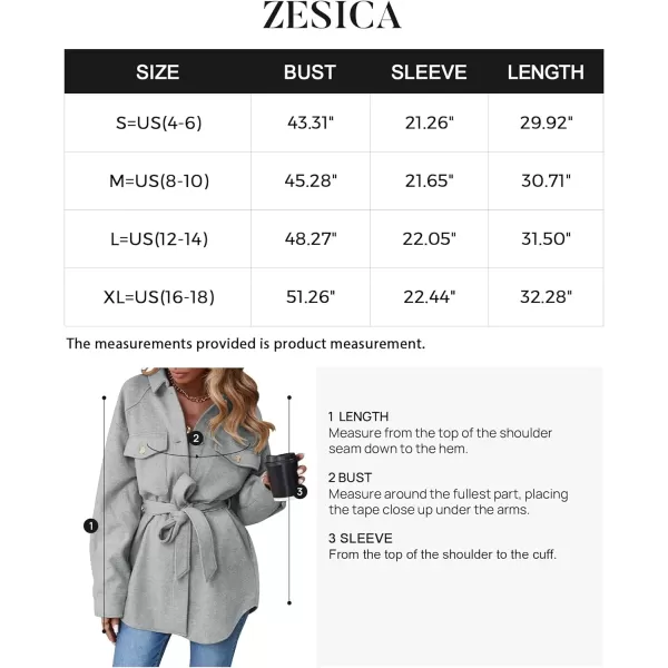 imageZESICA Womens Casual Trench Coat Long Sleeve Lapel Button Down Belted Jacket Outerwear Peacoat with PocketsGrey