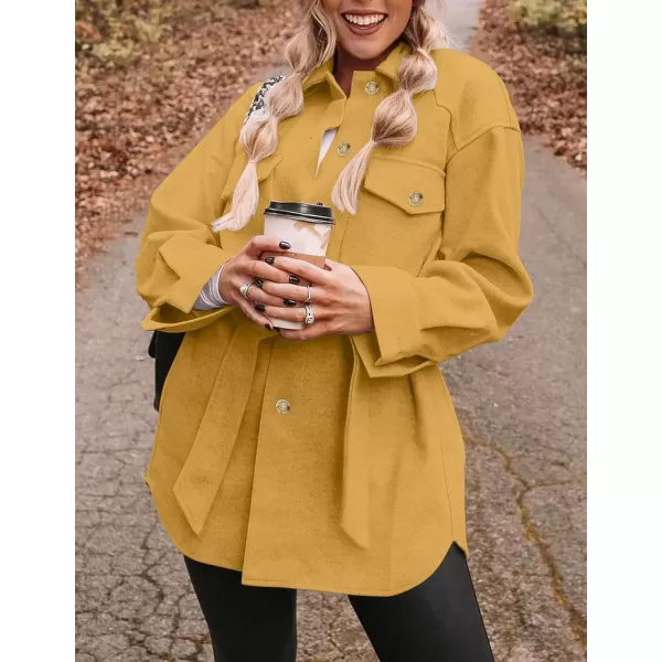 imageZESICA Womens Casual Trench Coat Long Sleeve Lapel Button Down Belted Jacket Outerwear Peacoat with PocketsLightyellow