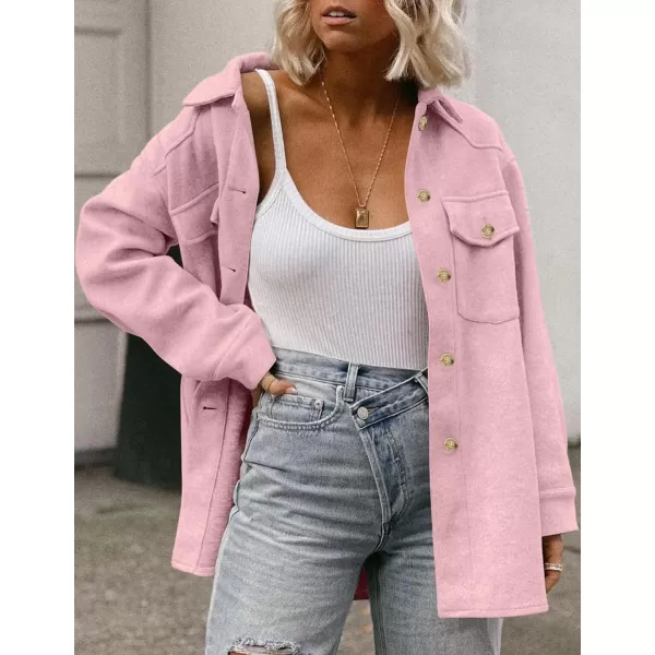 imageZESICA Womens Casual Trench Coat Long Sleeve Lapel Button Down Belted Jacket Outerwear Peacoat with PocketsPink