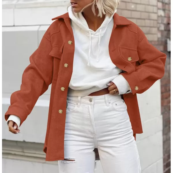 imageZESICA Womens Casual Trench Coat Long Sleeve Lapel Button Down Belted Jacket Outerwear Peacoat with PocketsRust