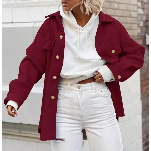 imageZESICA Womens Casual Trench Coat Long Sleeve Lapel Button Down Belted Jacket Outerwear Peacoat with PocketsWine