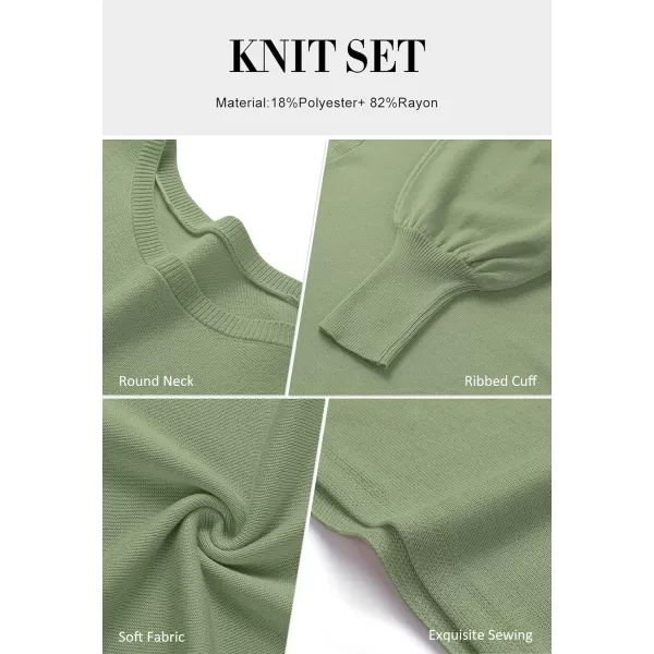 imageZESICA Womens Casual Two Piece Outfits Long Sleeve Ribbed Knit Top and Bodycon Midi Skirt Oversized Pullover Sweater SetsGreen