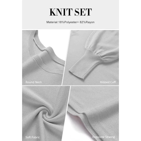imageZESICA Womens Casual Two Piece Outfits Long Sleeve Ribbed Knit Top and Bodycon Midi Skirt Oversized Pullover Sweater SetsGrey