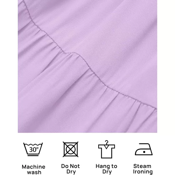 imageZESICA Womens Casual V Neck Long Sleeve Smocked High Waist Ruffle A Line Tiered Mini DressPurple