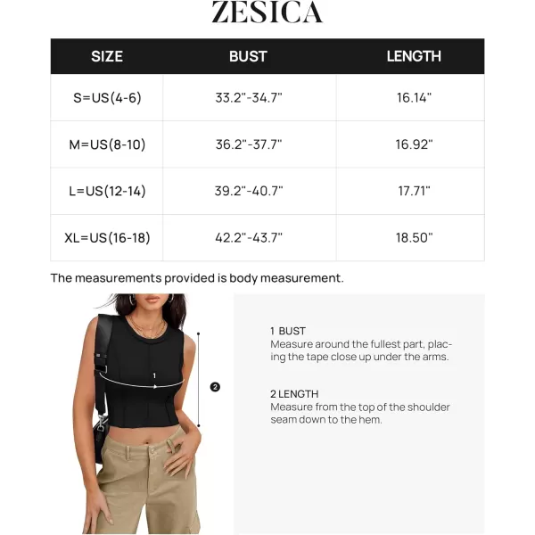 imageZESICA Womens Crop Tank Top 2024 Summer Sleeveless Crew Neck Seam Waffle Knit Slim Fitted Y2k TopsBlack