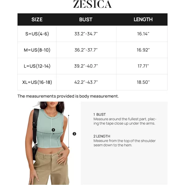 imageZESICA Womens Crop Tank Top 2024 Summer Sleeveless Crew Neck Seam Waffle Knit Slim Fitted Y2k TopsLightgreen