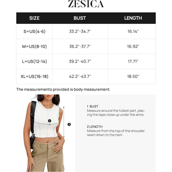imageZESICA Womens Crop Tank Top 2024 Summer Sleeveless Crew Neck Seam Waffle Knit Slim Fitted Y2k TopsWhite