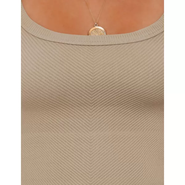 imageZESICA Womens Crop Tank Tops Ribbed Square Neck Basic Workout Yoga Tops Summer Sleeveless ShirtsAlmond