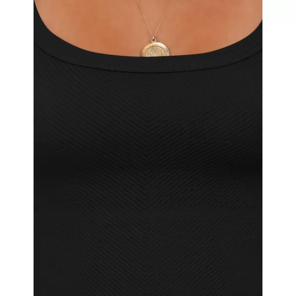 imageZESICA Womens Crop Tank Tops Ribbed Square Neck Basic Workout Yoga Tops Summer Sleeveless ShirtsBlack