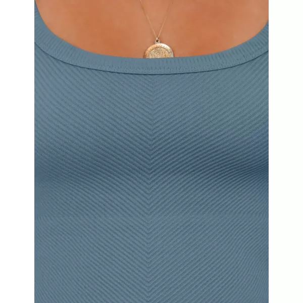 imageZESICA Womens Crop Tank Tops Ribbed Square Neck Basic Workout Yoga Tops Summer Sleeveless ShirtsDustyblue