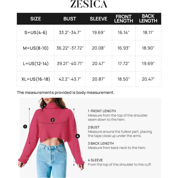 imageZESICA Womens Cropped Turtleneck Sweaters 2023 Fall Long Sleeve Ribbed Knit Oversized Casual Pullover Sweater TopsRose