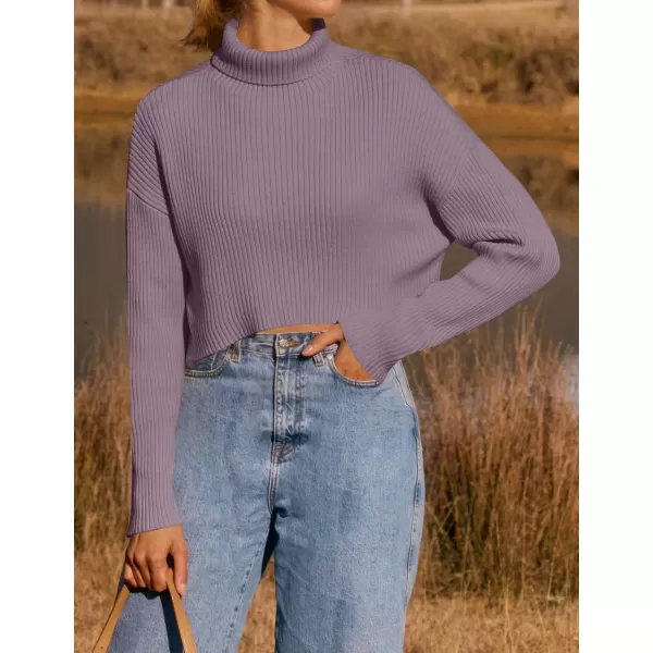 imageZESICA Womens Cropped Turtleneck Sweaters 2023 Fall Long Sleeve Ribbed Knit Oversized Casual Pullover Sweater TopsTaro