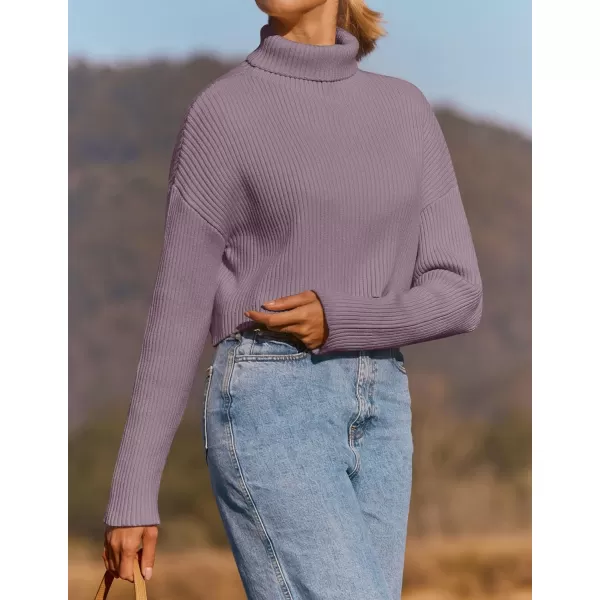 imageZESICA Womens Cropped Turtleneck Sweaters 2023 Fall Long Sleeve Ribbed Knit Oversized Casual Pullover Sweater TopsTaro
