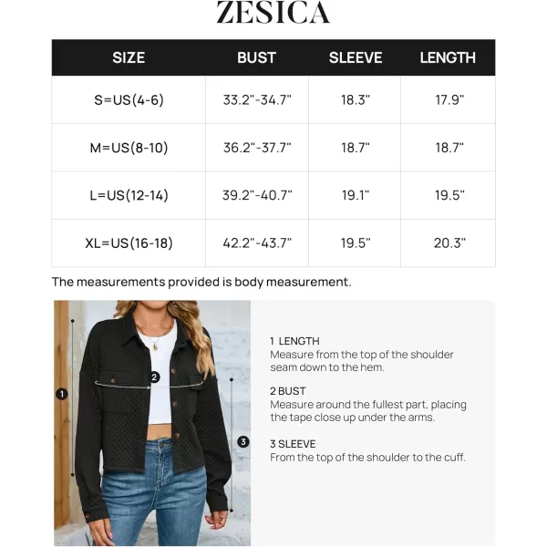 imageZESICA Womens Fall Casual Shacket Jackets 2023 Long Sleeve Button Down Lightweight Cropped Shirt Outerwear Coat with PocketsBlack