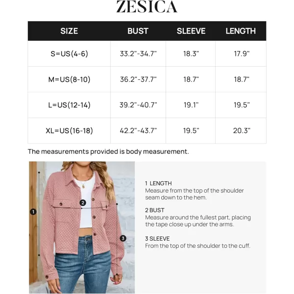 imageZESICA Womens Fall Casual Shacket Jackets 2023 Long Sleeve Button Down Lightweight Cropped Shirt Outerwear Coat with PocketsDarkpink