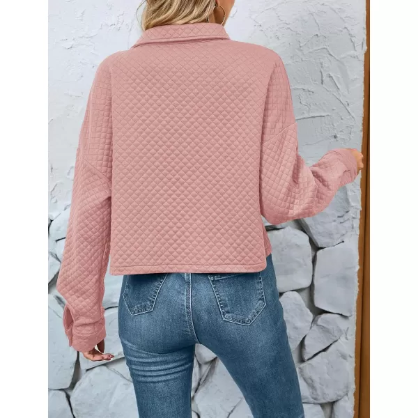 imageZESICA Womens Fall Casual Shacket Jackets 2023 Long Sleeve Button Down Lightweight Cropped Shirt Outerwear Coat with PocketsDarkpink
