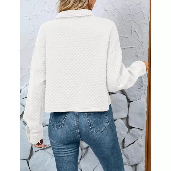 imageZESICA Womens Fall Casual Shacket Jackets 2023 Long Sleeve Button Down Lightweight Cropped Shirt Outerwear Coat with PocketsWhite