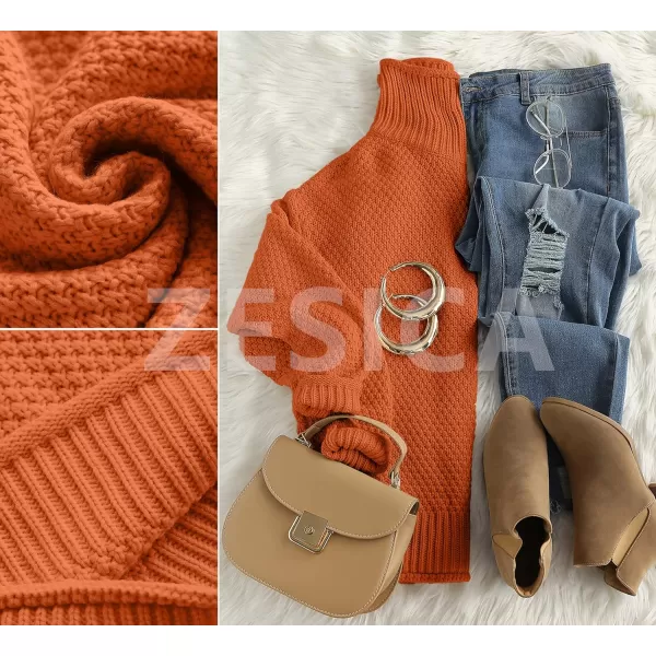 imageZESICA Womens Fall Long Sleeve Turtleneck Casual Loose Chunky Knitted Pullover Sweater Jumper TopsZESICA Womens Fall Long Sleeve Turtleneck Casual Loose Chunky Knitted Pullover Sweater Jumper Tops