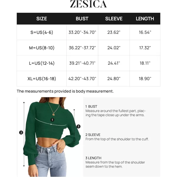 imageZESICA Womens Fall Mock Neck Cropped Sweater 2024 Long Sleeve Soft Ribbed Knit Pullover Jumper TopsDarkgreen