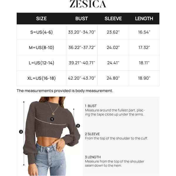 imageZESICA Womens Fall Mock Neck Cropped Sweater 2024 Long Sleeve Soft Ribbed Knit Pullover Jumper TopsNutmeg