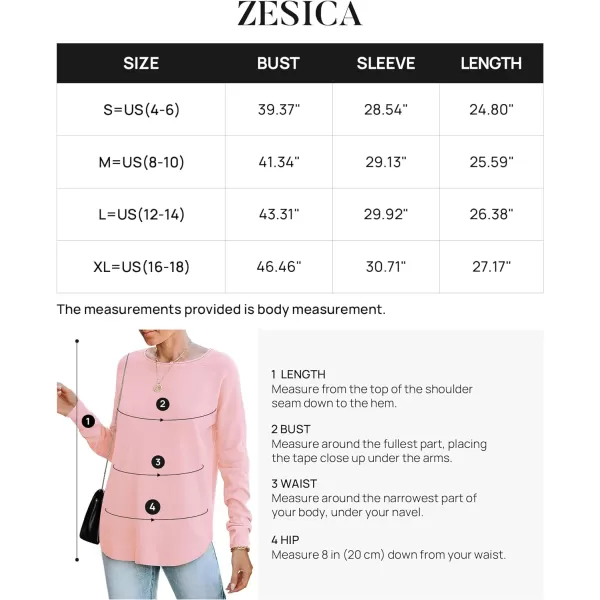 imageZESICA Womens Fall Oversized Crew Neck Sweater 2023 Long Sleeve Solid Color Casual Knitted Pullover Tunic TopsPink