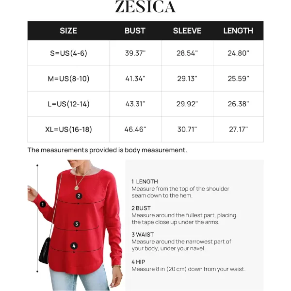 imageZESICA Womens Fall Oversized Crew Neck Sweater 2023 Long Sleeve Solid Color Casual Knitted Pullover Tunic TopsRed