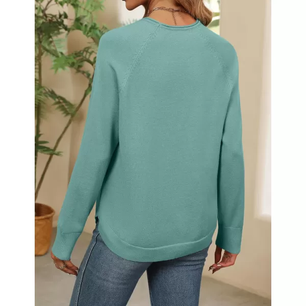imageZESICA Womens Fall Oversized Crew Neck Sweater 2023 Long Sleeve Solid Color Casual Knitted Pullover Tunic TopsSage