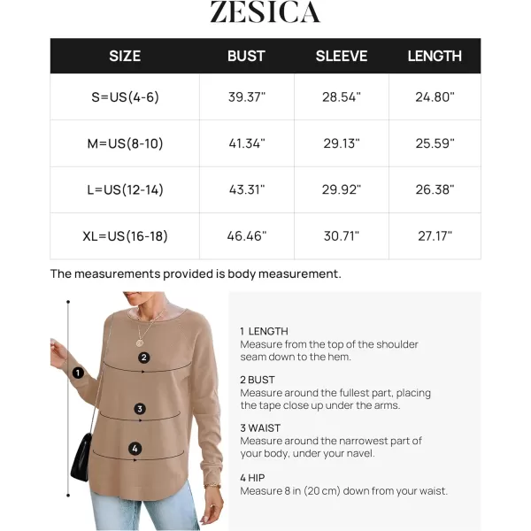 imageZESICA Womens Fall Oversized Crew Neck Sweater 2023 Long Sleeve Solid Color Casual Knitted Pullover Tunic TopsSand