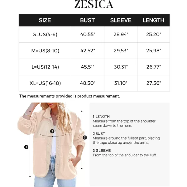 imageZESICA Womens Fall Winter Sherpa Fleece Jacket Casual Long Sleeve Button Down Fuzzy Shacket Outerwear CoatApricot