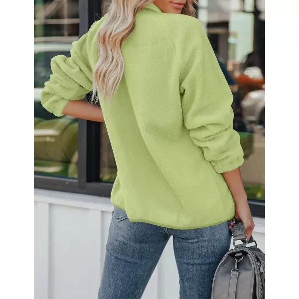 imageZESICA Womens Fall Winter Sherpa Fleece Jacket Casual Long Sleeve Button Down Fuzzy Shacket Outerwear CoatGreen
