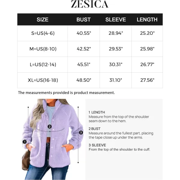 imageZESICA Womens Fall Winter Sherpa Fleece Jacket Casual Long Sleeve Button Down Fuzzy Shacket Outerwear CoatPurple