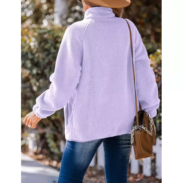 imageZESICA Womens Fall Winter Sherpa Fleece Jacket Casual Long Sleeve Button Down Fuzzy Shacket Outerwear CoatPurple