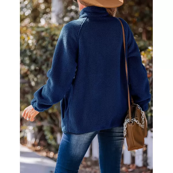 imageZESICA Womens Fall Winter Sherpa Fleece Jacket Casual Long Sleeve Button Down Fuzzy Shacket Outerwear CoatRoyalblue