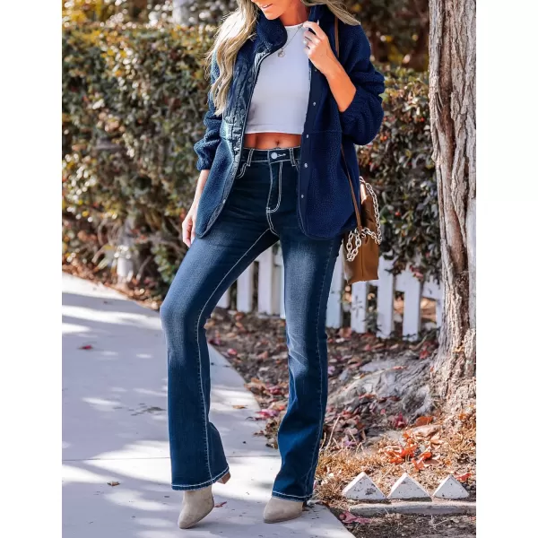 imageZESICA Womens Fall Winter Sherpa Fleece Jacket Casual Long Sleeve Button Down Fuzzy Shacket Outerwear CoatRoyalblue