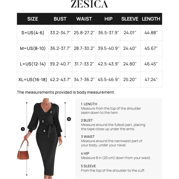 imageZESICA Womens Fall Winter Sweater Dress Long Sleeve Lapel V Neck Ribbed Knit Slim Fit Bodycon Midi Dresses with BeltBlack
