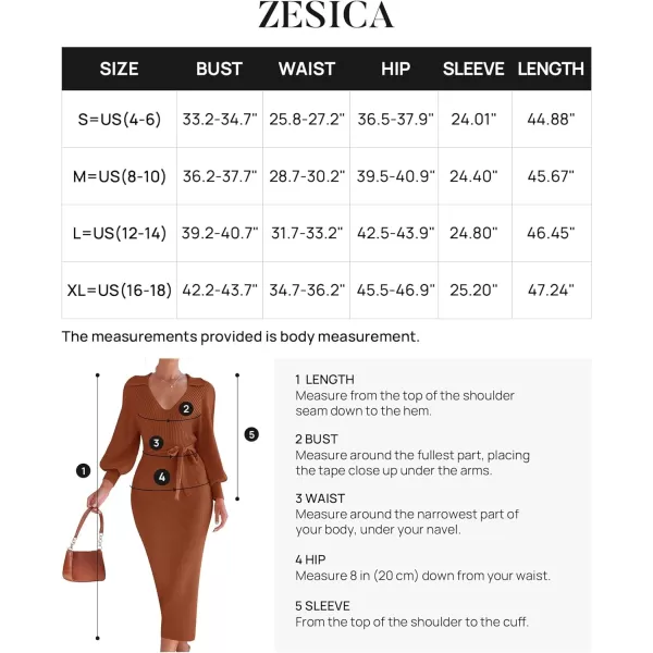 imageZESICA Womens Fall Winter Sweater Dress Long Sleeve Lapel V Neck Ribbed Knit Slim Fit Bodycon Midi Dresses with BeltRust