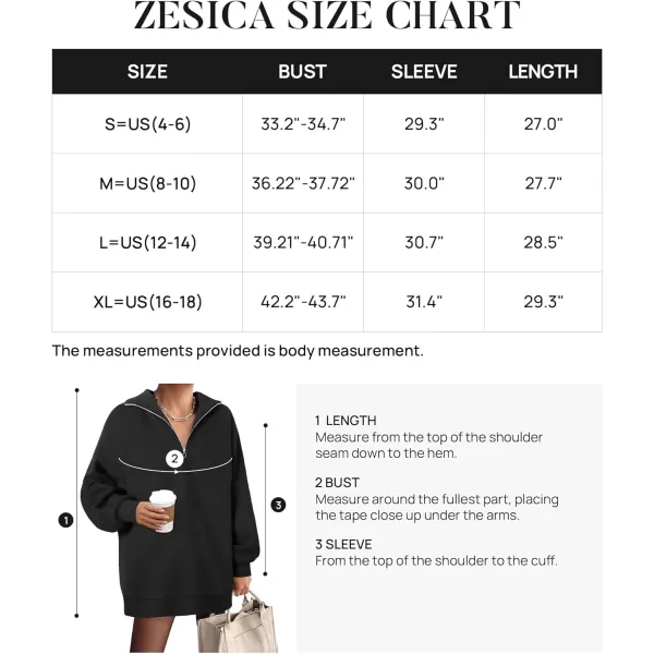 imageZESICA Womens Half Zip Oversized Sweatshirts 2023 Long Sleeve Quarter Zipper Fleece Y2K Pullover Hoodies TopsBlack