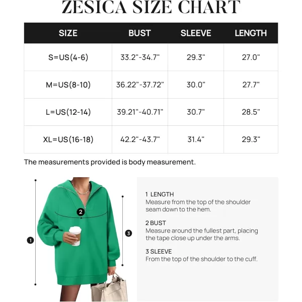 imageZESICA Womens Half Zip Oversized Sweatshirts 2023 Long Sleeve Quarter Zipper Fleece Y2K Pullover Hoodies TopsGreen