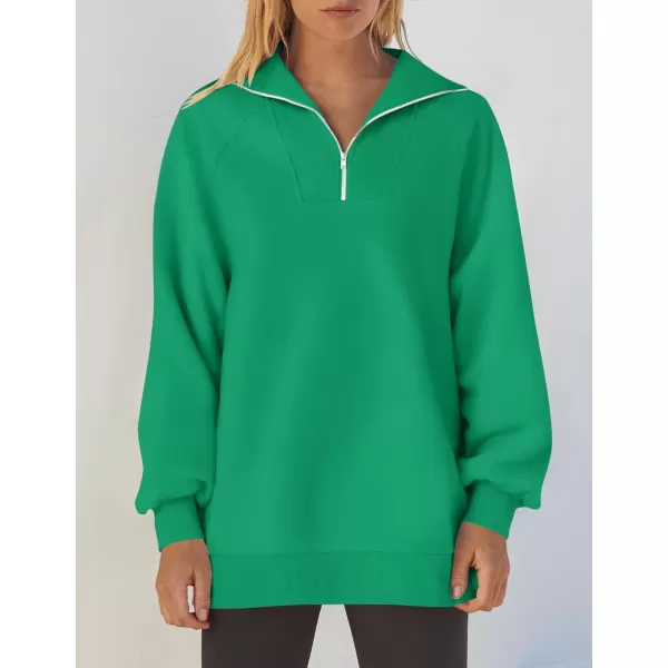 imageZESICA Womens Half Zip Oversized Sweatshirts 2023 Long Sleeve Quarter Zipper Fleece Y2K Pullover Hoodies TopsGreen
