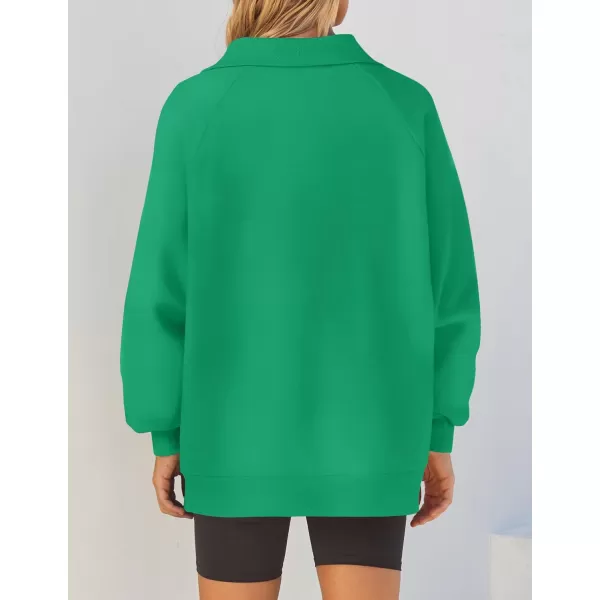 imageZESICA Womens Half Zip Oversized Sweatshirts 2023 Long Sleeve Quarter Zipper Fleece Y2K Pullover Hoodies TopsGreen