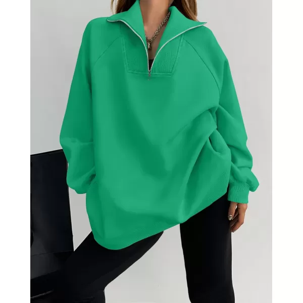 imageZESICA Womens Half Zip Oversized Sweatshirts 2023 Long Sleeve Quarter Zipper Fleece Y2K Pullover Hoodies TopsGreen