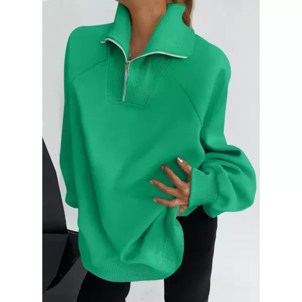 imageZESICA Womens Half Zip Oversized Sweatshirts 2023 Long Sleeve Quarter Zipper Fleece Y2K Pullover Hoodies TopsGreen