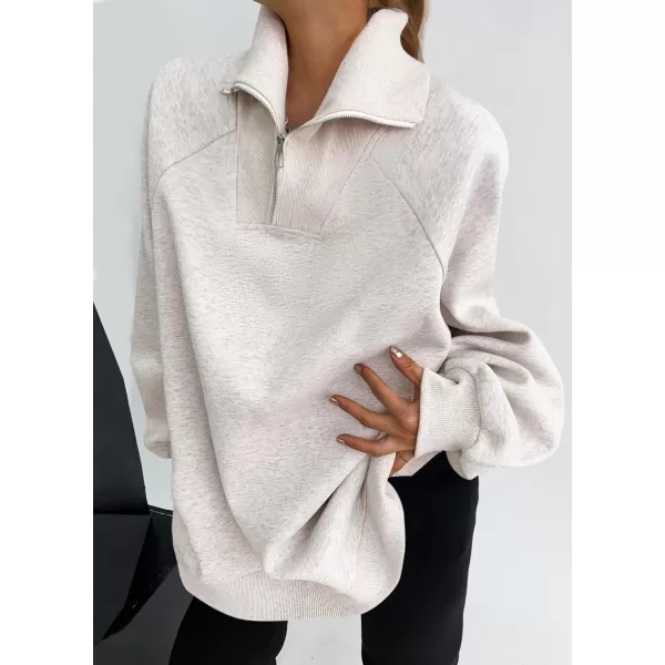 imageZESICA Womens Half Zip Oversized Sweatshirts 2023 Long Sleeve Quarter Zipper Fleece Y2K Pullover Hoodies TopsGrey