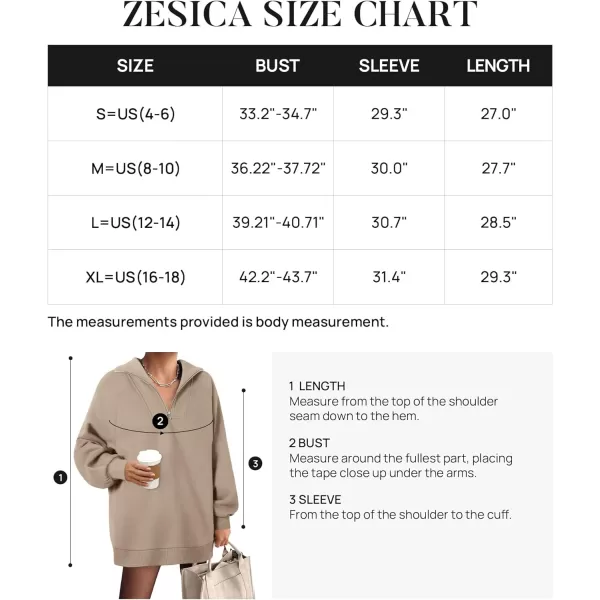 imageZESICA Womens Half Zip Oversized Sweatshirts 2023 Long Sleeve Quarter Zipper Fleece Y2K Pullover Hoodies TopsKhaki