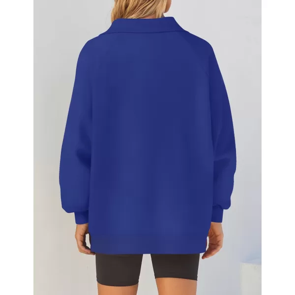 imageZESICA Womens Half Zip Oversized Sweatshirts 2023 Long Sleeve Quarter Zipper Fleece Y2K Pullover Hoodies TopsRoyalblue