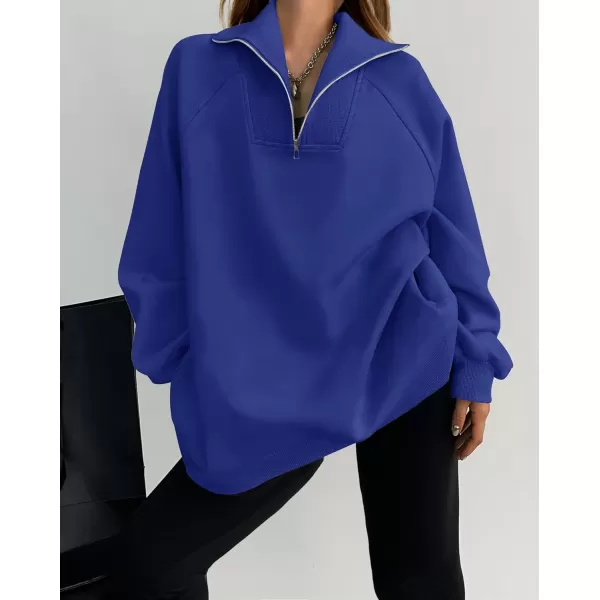 imageZESICA Womens Half Zip Oversized Sweatshirts 2023 Long Sleeve Quarter Zipper Fleece Y2K Pullover Hoodies TopsRoyalblue